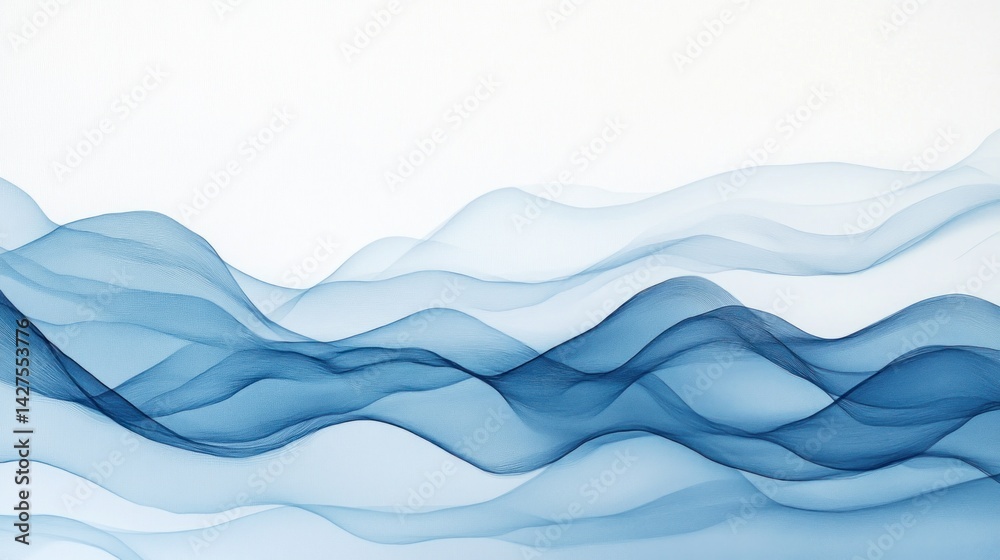 Fototapeta premium Abstract flowing blue waves (1)