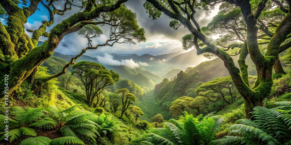 Obraz premium Panoramic Laurisilva Forest Tenerife, Canary Islands - AI Photo