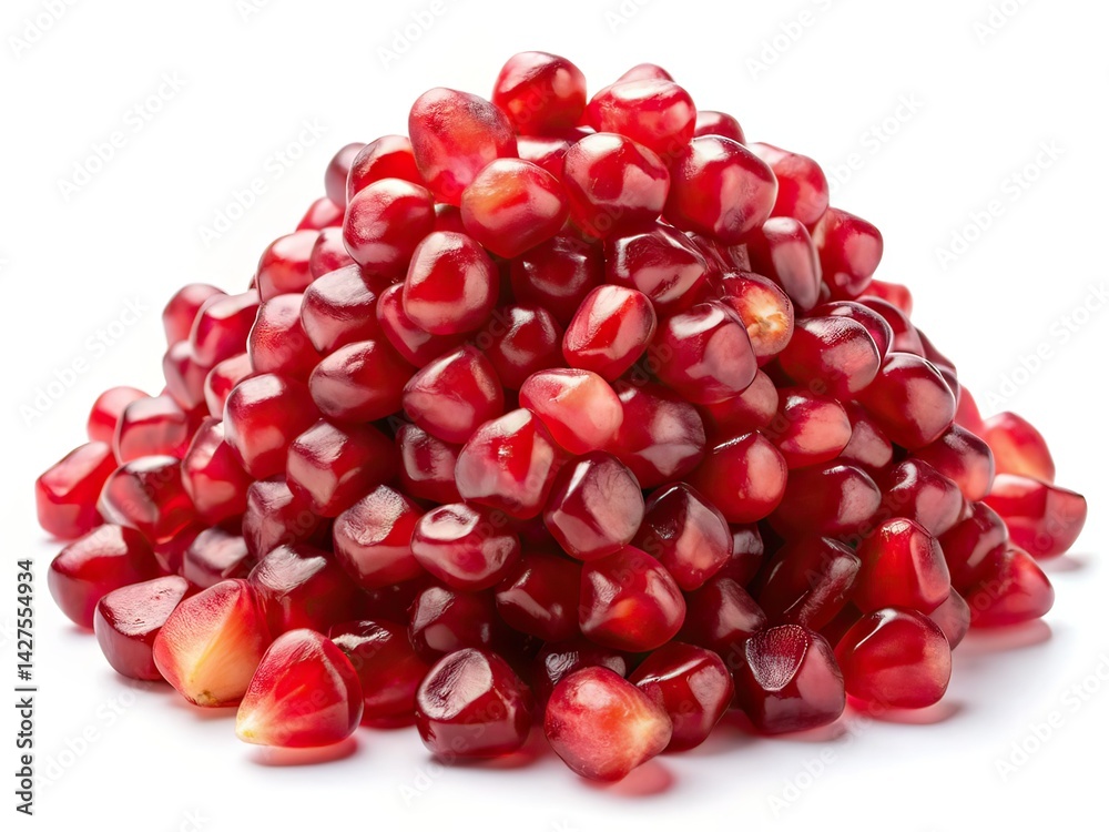 Panoramic Pomegranate Seeds, Isolated White Background, High Resolution Panoramic Pomegranate Seeds, Isolated White Background, High Resolution