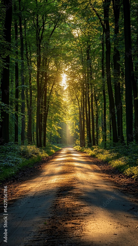 Sunlit forest path, trees, nature, tranquility, summer, idyllic, background, travel, wallpaper Sunlit forest path, trees, nature, tranquility, summer, idyllic, background, travel, wallpaper