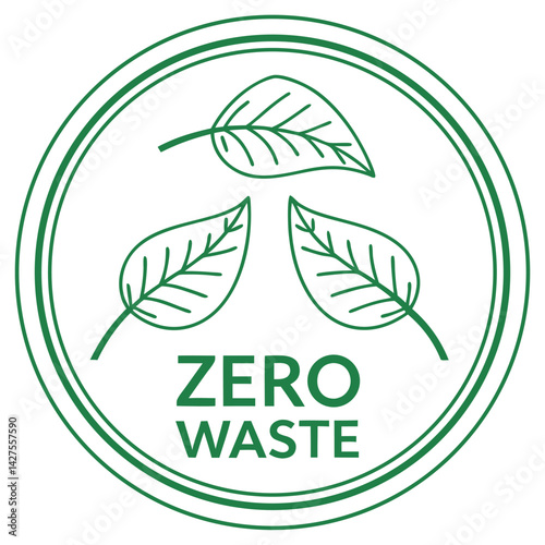 Zero Waste Symbol: Eco-Friendly Living, Sustainable Lifestyle Design.