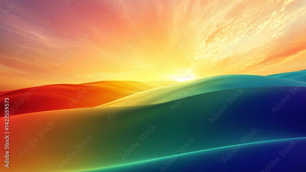 Colorful Sunset over Rolling Desert Dunes