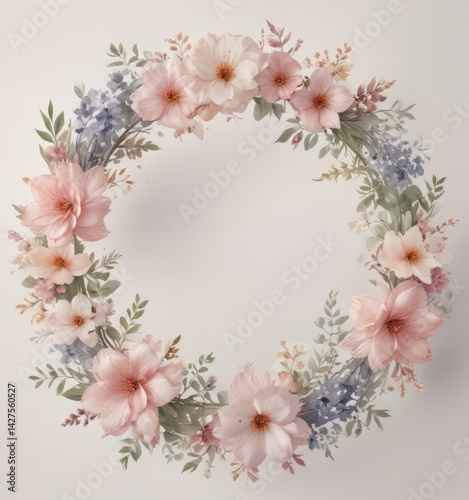 Wallpaper Mural Delicate watercolor floral wreath, soft petal patterns  , bloom, pattern Torontodigital.ca