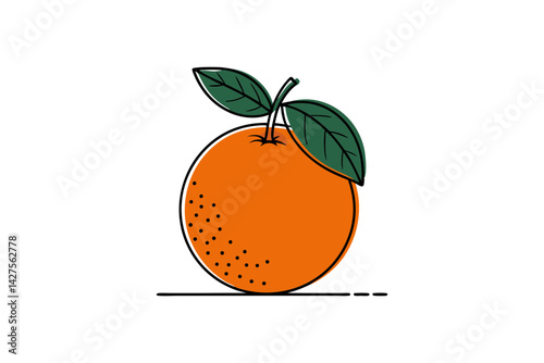 Vector illustration of fresh orange fruit with leaves