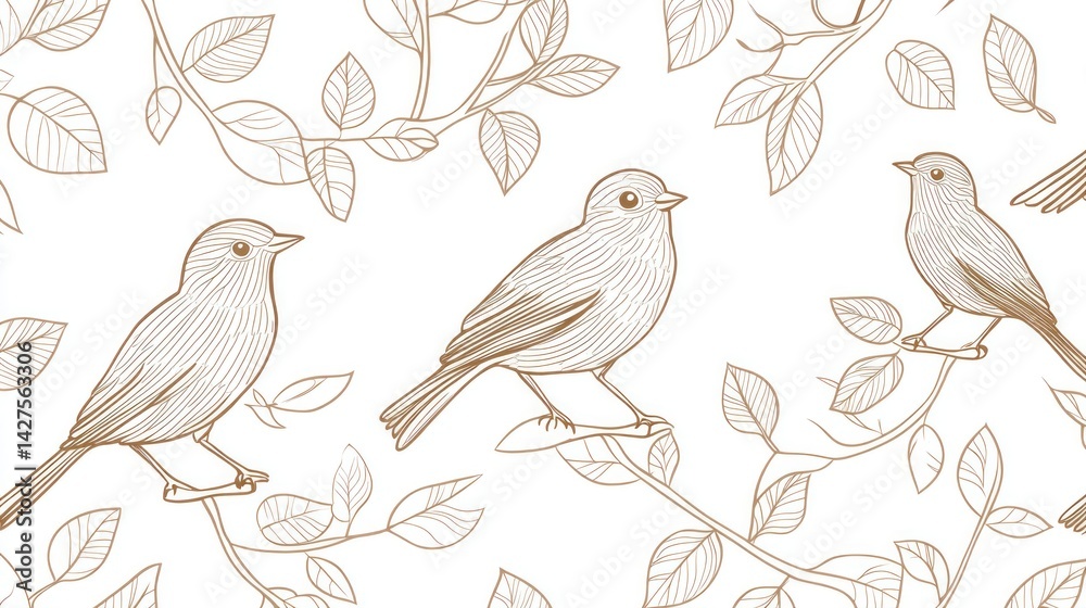 Elegant bird and leaf pattern Elegant bird and leaf pattern