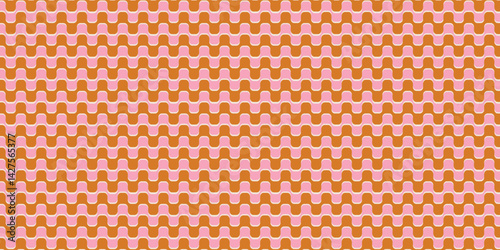 70s retro vintage wavy pattern in gold and pink