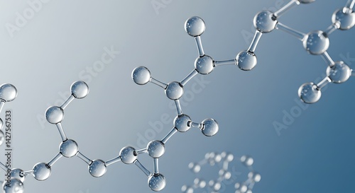Glass transparent molecules model. 3d render