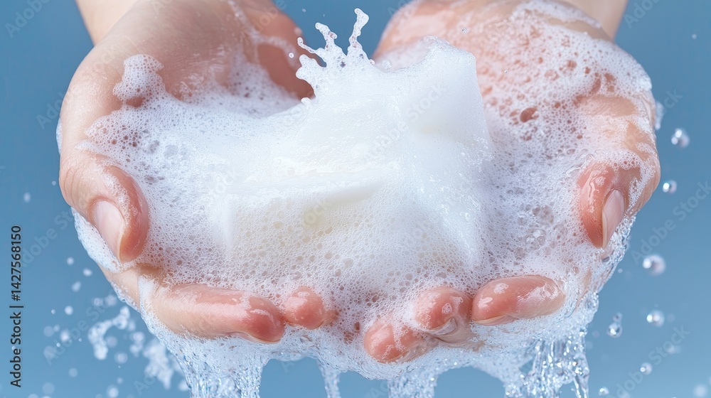 Fototapeta premium Hands holding lathering soap