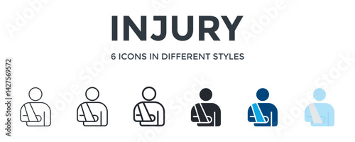 Injury Icon In Different Style Vector Illustration. Designed In Thin Line, Regular Line, Bold Line, Glyph, Color Fill, And Flat Style Can Be Used For Web