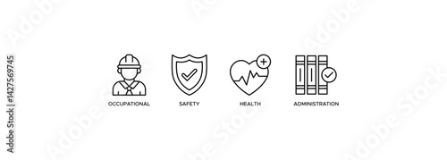 Banner of osha web vector illustration concept with icons of occupational, safety, health, administration