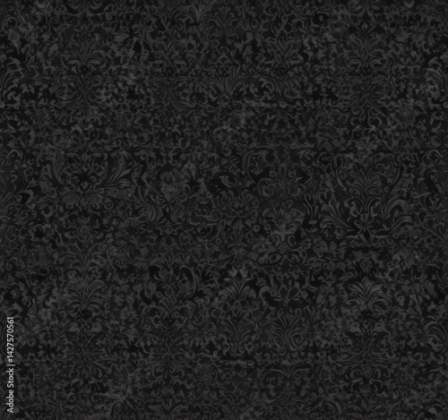 Intricate black damask wallpaper, seamless repeat  Dark vintage gothic design ,  antique,  dark