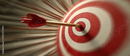 Obraz na płótnie A dart hitting the center of a target, symbolizing precision and focus in a dynamic motion blur. Business Strategy, Customer Focus concept w salonie