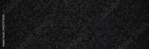 Wallpaper Mural Intricate black gothic damask, swirling vines and leaves , repeating, vine pattern, dark Torontodigital.ca