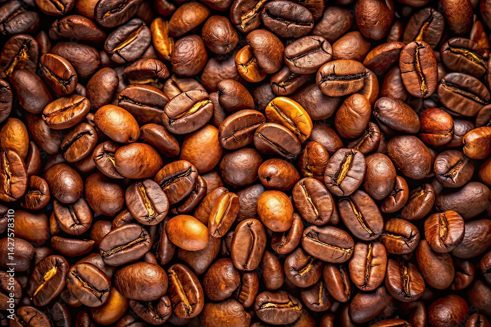 Stunning Aerial Coffee Beans, Deep Brown Stacks Stunning Aerial Coffee Beans, Deep Brown Stacks