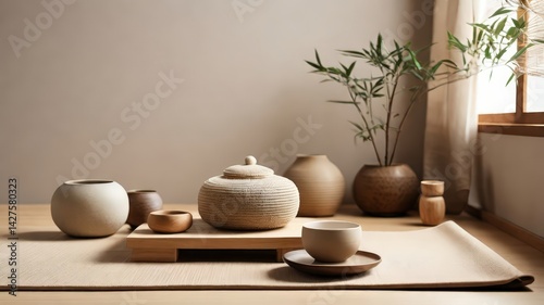 Wallpaper Mural Japandi Living Room Flat Lay Torontodigital.ca