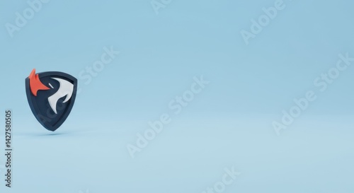 Free Download 3D Render of a Protective Shield Logo Design with Fiery Emblem,  Modern Branding Symbol for Security or Defense Company - GFXLoad