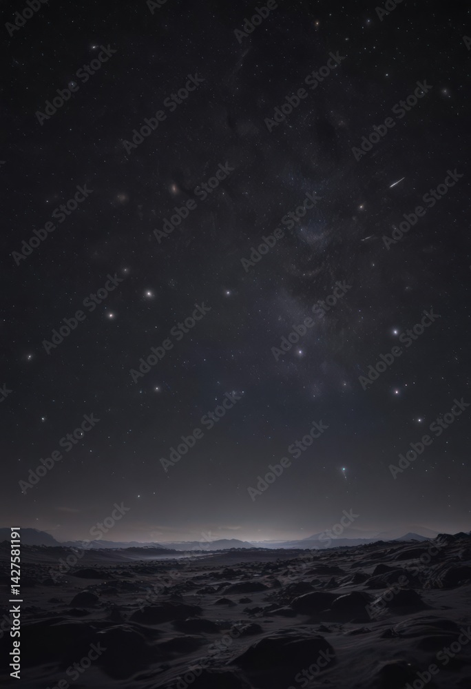 Myriad stars glimmer in an overwhelmingly dark, infinite sky , light years, cosmic dust Myriad stars glimmer in an overwhelmingly dark, infinite sky , light years, cosmic dust