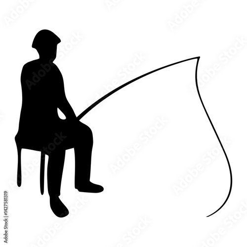 silhouette of a person fishing with a fishing rod