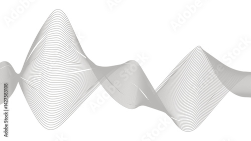 Abstract vector background with black wavy lines. Abstract wave element for design. Digital frequency track equalizer. Stylized line art background.