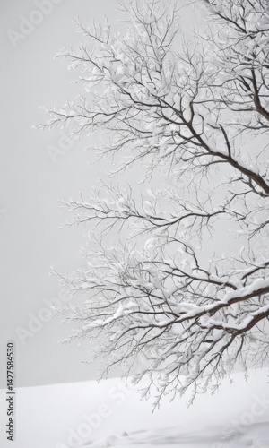 Wallpaper Mural Snow-covered branches on a bright white backdrop , serene, winter wonderland Torontodigital.ca