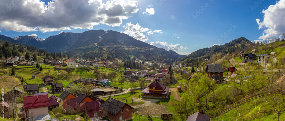 Landscape with the Borsa resort in Maramures county - Romania