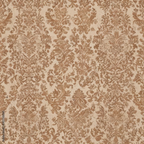 Subtle beige and brown damask, classic ornate wallpaper design Seamless repeat , elegant, illustration, beige