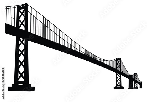 Bay bridge silhouette. This image shows the silhouette of the Bay Bridge, also known as the San Francisco-Oakland Bay Bridge. Vector clipart illustration design.