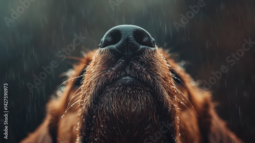 Rainy Day Dog Nose Close Up  Loyal Pet in the Storm.