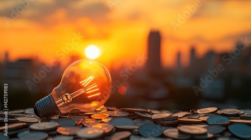 Sunset Idea Cityscape Innovation  Financial Growth.