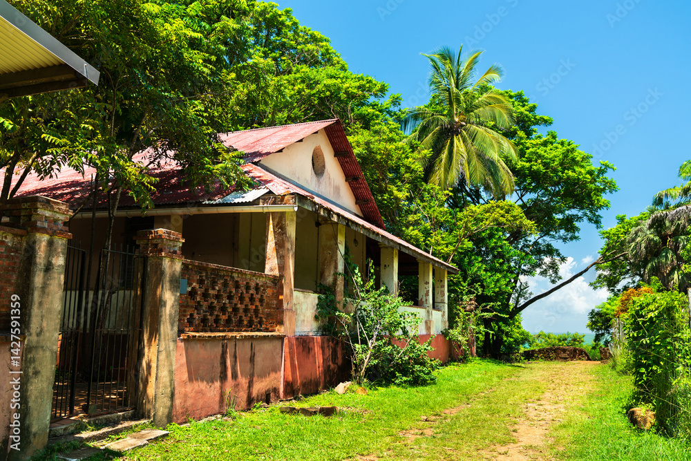 Old villa at Royale Island, Salvation Islands in French Guiana