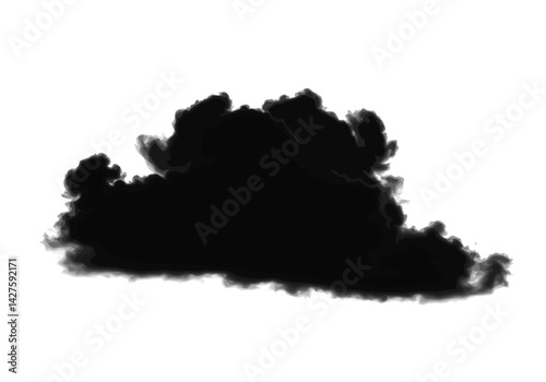 Realistic cloud silhouette. This image shows a detailed cloud silhouette, showcasing realistic contours and shapes, often seen in atmospheric conditions. Vector clipart illustration design.