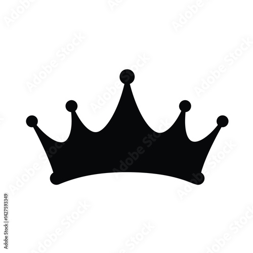 Princess crown silhouette. This image shows a black silhouette of a crown, also known as a tiara or headpiece, often associated with royalty and elegance. Vector clipart illustration design.