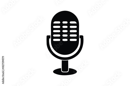 Mic voice over icon silhouette