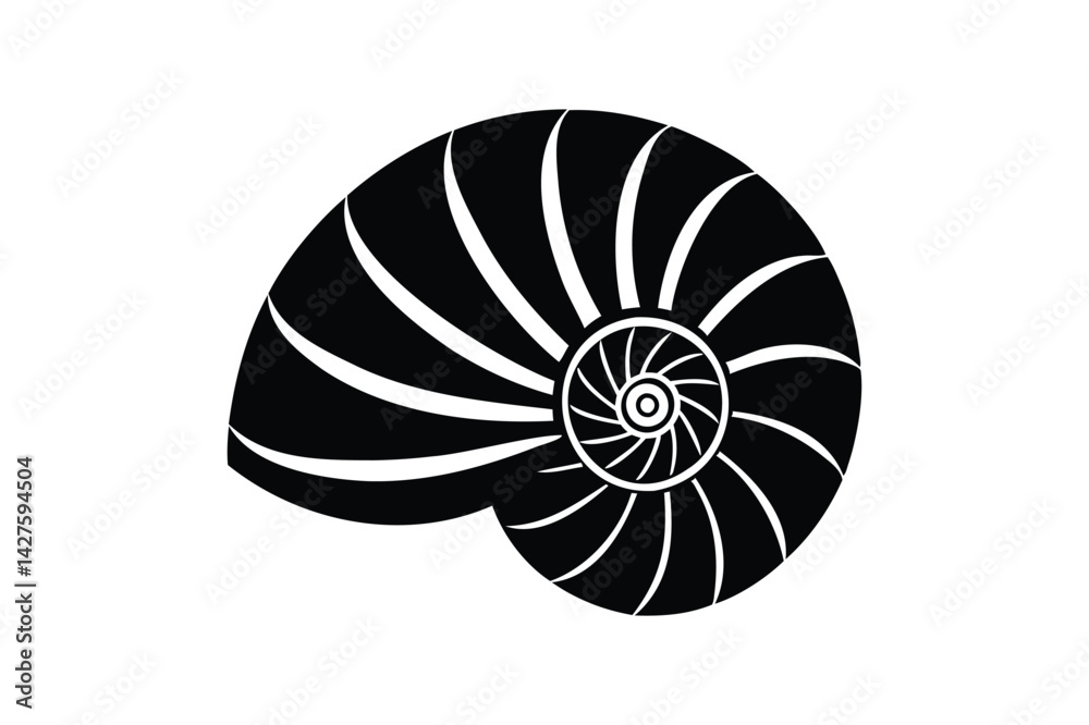 Obraz premium Nautilus shell icon silhouette on white background