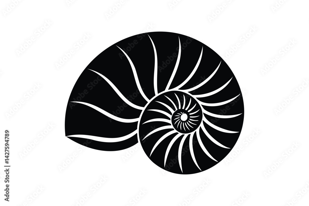 Obraz premium Nautilus shell icon silhouette