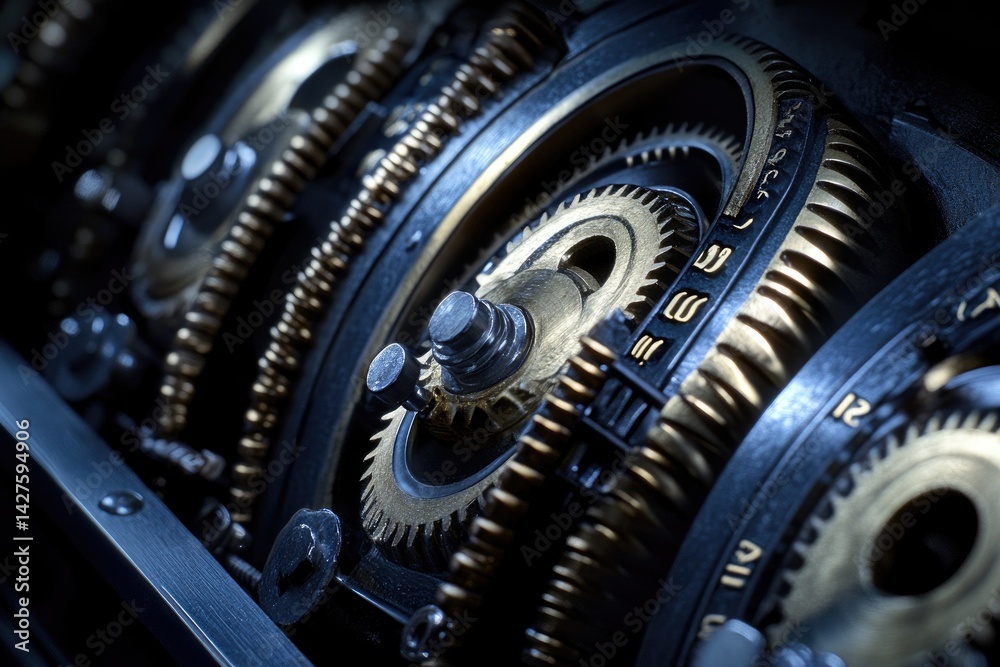 Fototapeta premium Intricate Gear System A Detailed Look into the Inner Workings of Machinery.