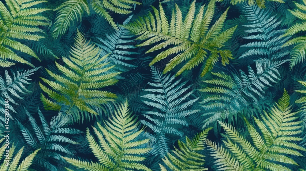 Lush Emerald Fern Leaves Seamless Pattern. Lush Emerald Fern Leaves Seamless Pattern.
