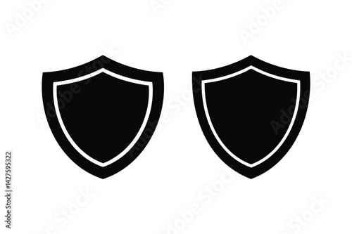 Protect shield icon silhouette on white background