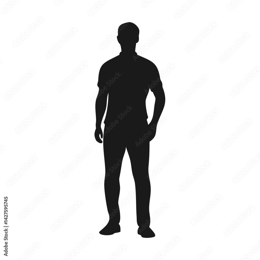 Standing Human Silhouette with Dynamic Arm Placement Standing Human Silhouette with Dynamic Arm Placement