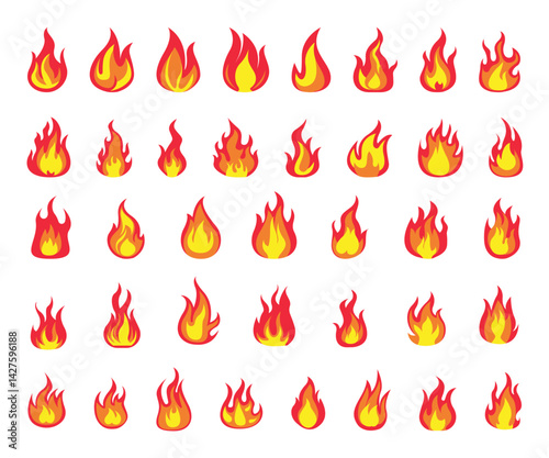 Vector Flame and Fire Collection Illustration for Creative Design Projects