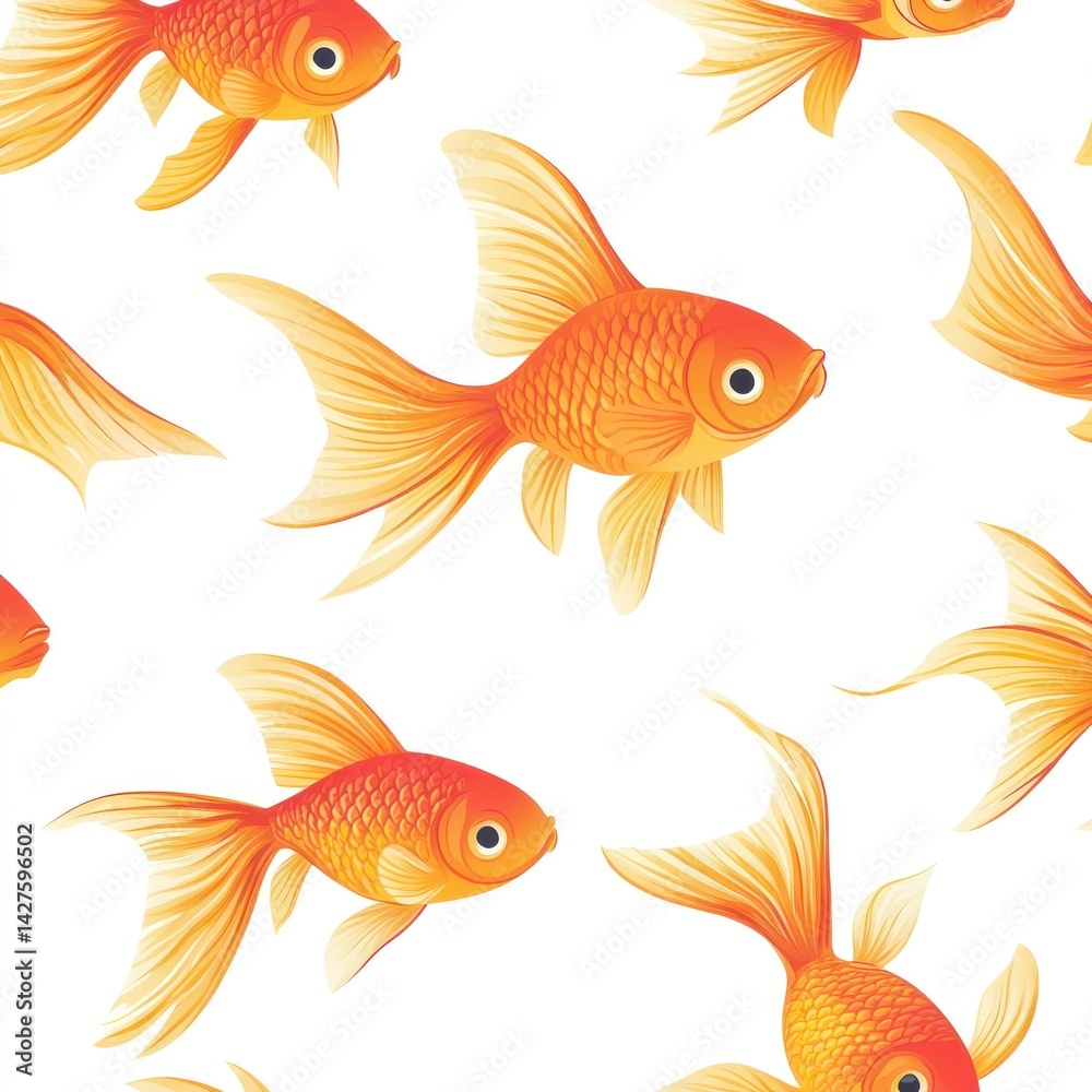 Fototapeta premium Goldfish pattern on white background