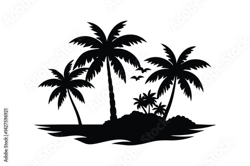 tropical island with palm trees