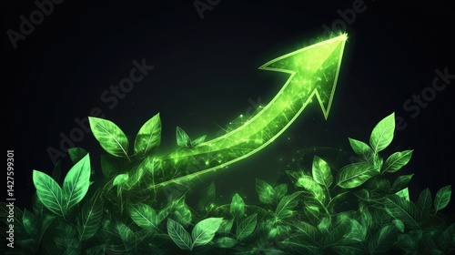Green Growth EcoFriendly Upward Trend Arrow.
