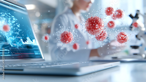 Genomic data visualization in laboratory setting scientific research environment high-tech analysis close-up perspective innovative concepts
