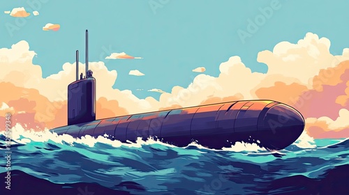Stealth Submarine Ocean Sunrise Patrol.