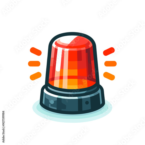 Emergency red flashing light with illuminated effect. Ideal for safety equipment, warning systems, and emergency vehicle accessories.