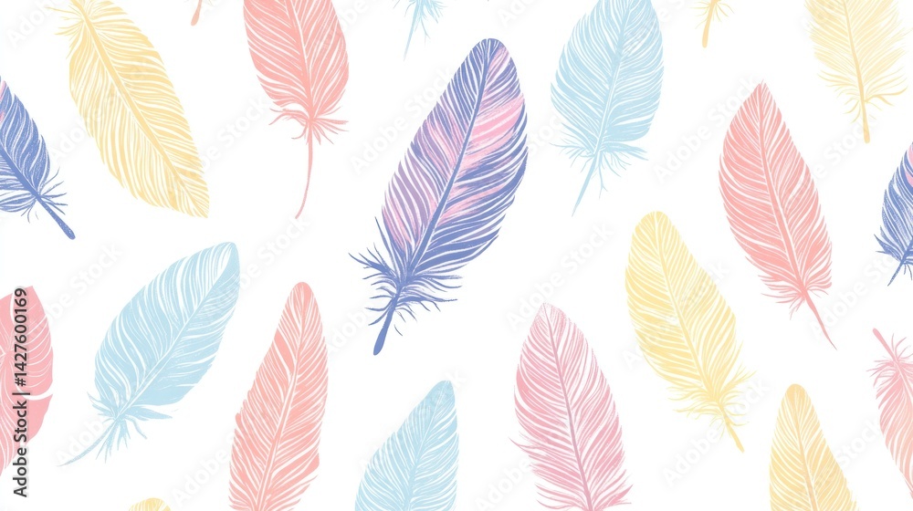 Obraz premium Delicate pastel feather pattern