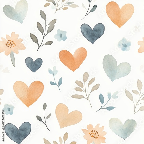 Delicate floral hearts pattern