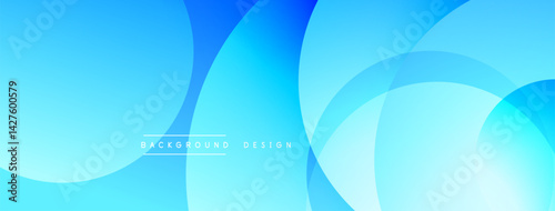 Abstract blue background. Overlapping curved shapes create dynamic visual effect. Smooth gradients offer modern aesthetic, suitable for digital projects. Minimalist design.