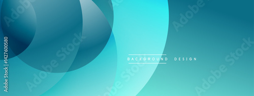 Abstract background features overlapping translucent circles. Shades range from deep teal to bright turquoise. Minimalist design includes text background design. Smooth gradients create depth.